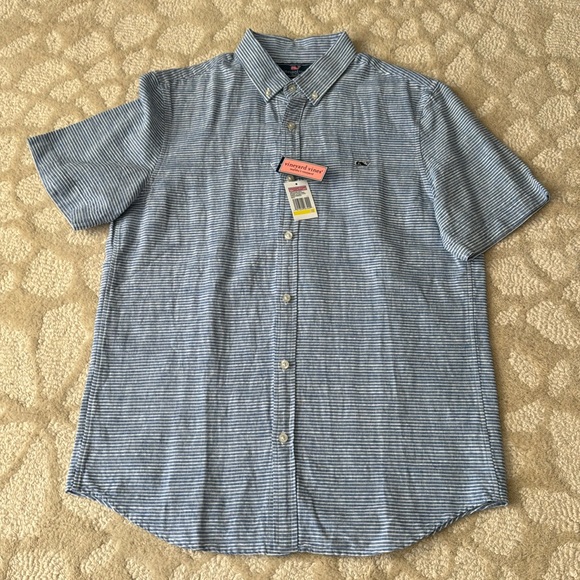Vineyard Vines Other - Vineyard Vines Slim Fit Linen Striped Whale Shirt NWT